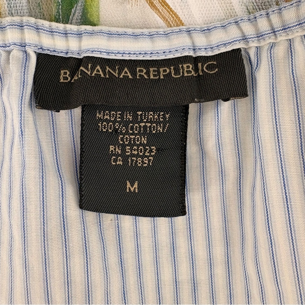 Banana Republic M Blue White Striped Halter Button Front Cotton Top - Picture 3 of 7